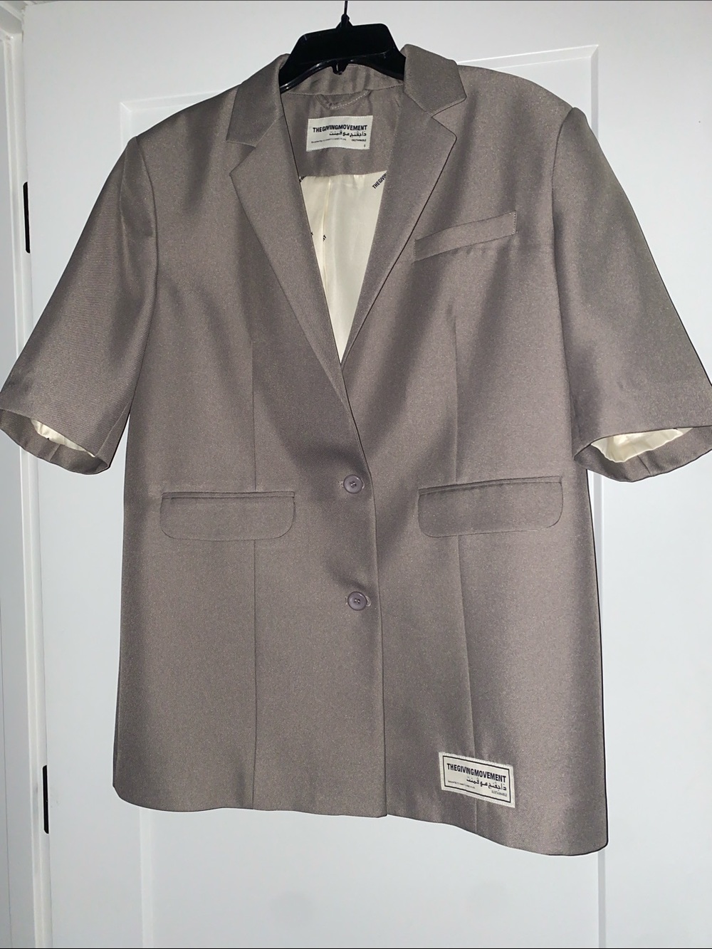 The Giving Movement Short Sleeve Taupe Blazer Jacket